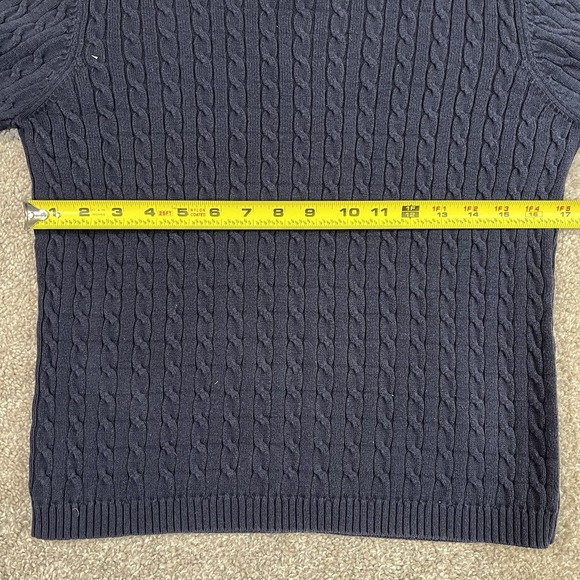 Polo Jeans Co Ralph Lauren Sweater Womens L Navy Blue Cable Knit Cotton Classic - Picture 5 of 9